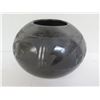Image 2 : Native American Indian Ceramic Bowl w/ Etching,  Black Signed Santana 5" Tall