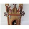 Image 8 : Qty 2 Figurines, Wood w/ Ceramic Designs, Clay House Figurine From Peru