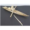 Image 1 : Carved Wooden Figurine, Man in Canoe w/ Fish 8" L