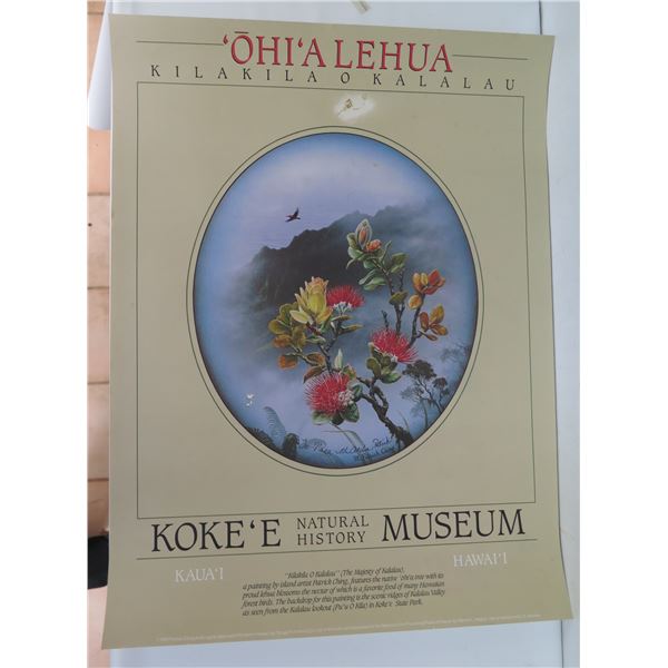 Ohia Lehua Poster, Kokee Museum 1989 Patrick Ching 18' x 24"