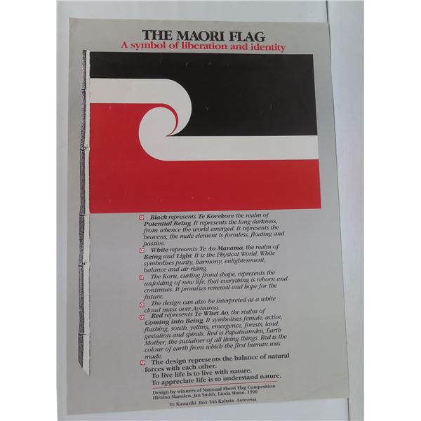 The Maori Flag Poster, Winners of National Maori Flag Competiton 1990 16" x 23.5"