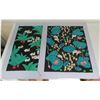 Image 1 : Qty 2 Art Print, Black/Green/White Rabbits, Ducks 15.5" x 20"