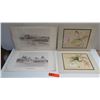 Image 1 : Qty 4 Prints, 2 St Johns College Auckland, 2 Asian Bird & Floral