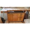 Image 1 : Wooden Work Bench, 2 Door Cabinet & 5 Drawers, 53" x 15.5" x 34.5"
