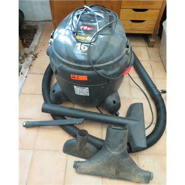 Shop Vac w/ Accessories, Wet/Dry Quiet Deluxe Series  Model #86L650 16 gal