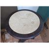 Image 2 : Wood Side Table w/ Stone Top, 23" Dia, 26" H (Top Not Connected to Pedestal)