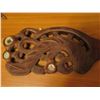 Image 13 : Qty 8 Misc Items, Wooden Carved Club, Tiki, Wooden Box, Gourd Music Instrument, Patches