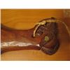 Image 14 : Qty 8 Misc Items, Wooden Carved Club, Tiki, Wooden Box, Gourd Music Instrument, Patches