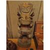 Image 8 : Qty 8 Misc Items, Wooden Carved Club, Tiki, Wooden Box, Gourd Music Instrument, Patches