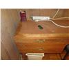 Image 2 : Wooden Desk w/2 Chairs, 3 Drawers Upholstered Seats, Electric Plug, Pen Holder, Green Tiki Necklace,