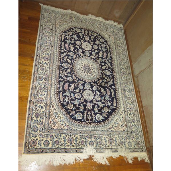 Persian Rug, Floral White/Blue/Pink/Navy 49" x 76"