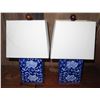 Image 1 : Qty 2 Chinese Porcelain w/ Lampshades, Floral Blue/White Ralph Lauren
