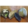 Image 1 : Qty 4 Stone Slab w/ Wooden Stands, Different Stones
