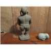 Image 7 : Qty 2 Stone Bird Figurine w/Fish, Glazed Green Elephant