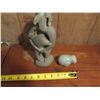 Image 8 : Qty 2 Stone Bird Figurine w/Fish, Glazed Green Elephant