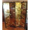 Image 1 : Chinese Folding Screen, Dragon Motif 64" x 72" (Back side Bamboo Motif Black/Gold)