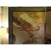 Image 2 : Chinese Folding Screen, Dragon Motif 64" x 72" (Back side Bamboo Motif Black/Gold)