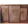 Image 1 : Qty 3 Framed Art, Hawaiian Keiki Pencil Drawings  Signed Stickney (Water Damaged)