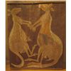 Image 1 : Fiber Art, Kangaroo Family Painted on Wood 25.5" x 30"