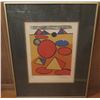 Image 1 : Framed Art, Lithograph Geometric Red/Blue/Tan/Black Signed Alexander Calder 19" x  24.5"