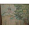 Image 2 : Framed Art, Landscape Painting, Temple White/Green Signed 19.5" x 19.25"