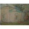 Image 3 : Framed Art, Landscape Painting, Temple White/Green Signed 19.5" x 19.25"