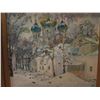 Image 2 : Framed Art, Temple in the Trees Painting, Blue/White Signed 1997 22" x 20.5"