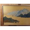 Image 2 : Qty 2 Framed Art, Panoramic Mountains in the Sea Painting, Canvas, Signed (Some Stains) 62" x 19"