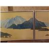 Image 3 : Qty 2 Framed Art, Panoramic Mountains in the Sea Painting, Canvas, Signed (Some Stains) 62" x 19"