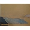 Image 8 : Qty 2 Framed Art, Panoramic Mountains in the Sea Painting, Canvas, Signed (Some Stains) 62" x 19"