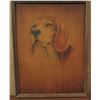 Image 1 : Framed Art, Hound Dog on Wood Painting 12" x 16"