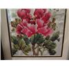 Image 2 : Framed Art,  Floral Watercolor Painting, Chinese Characters 14" x 17.5"