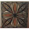 Image 1 : Samoan Tapa Art, Geometric Black/Brown/Red/Beige 12' x 12"