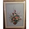 Image 1 : Framed Art, Embroidery Floral Basket Orange/Pink/Red/Green 25" x 32" (Some Stains)