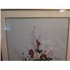 Image 2 : Framed Art, Embroidery Floral Basket Orange/Pink/Red/Green 25" x 32" (Some Stains)