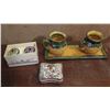 Image 1 : Qty 6 Ceramic Accessories, 2 Ceramic Knobs in Box, Trinket Box, 2 Pitchers on Tray French