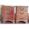 Image 1 : Qty 2 Wooden Night Stands w/Glass Tops, Raised Ornaments 19" x 15" x 27" H (Numerous Stains)