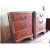 Image 2 : Qty 2 Wooden Night Stands w/Glass Tops, Raised Ornaments 19" x 15" x 27" H (Numerous Stains)
