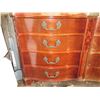 Image 2 : Wooden Dresser 8 Drawers, Raised Ornaments 59" x 22" x 35" (Missing Decorations Numerous Stains)