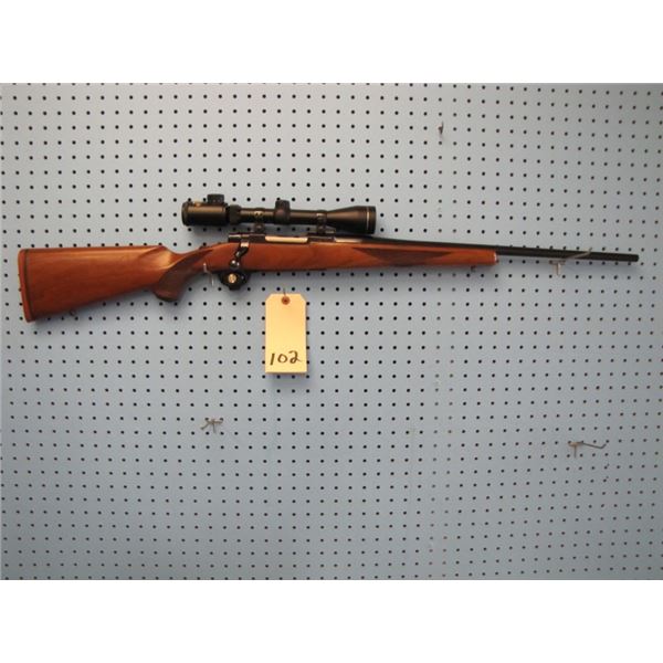 Ruger M77, bolt action, 22-250, floor plate, Weatherby Nash  3-9 x 40 lited reticle scope