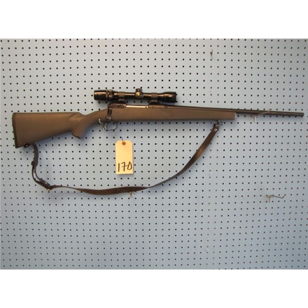 Stevens model 200, bolt action, 243 calibre, Bushnell 2.5 - 8 scope, Weaver rings, synthetic stock, 