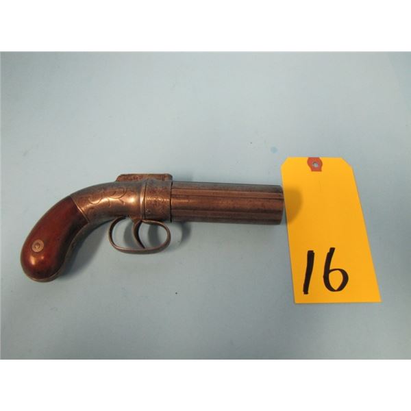 ANTIQUE:  Allen & Thurber Pepperbox (Ethan Allen), 6 shot, approx .31 caliber, Stamped Allens Patent
