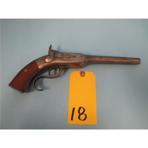 ANTIQUE:  Rare type 2 Perry Patent Arms Co. single shot percussion pistol. .54 caliber, length 14-5/