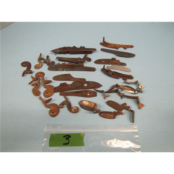 large bag of antique gun parts including 10 Brown Bess and 1807 Springfield locks, 8 Flintlock and p