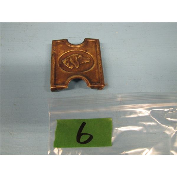 original Anson Mills pattern 1881 brass dog's head belt buckle made for Remington Arms Company