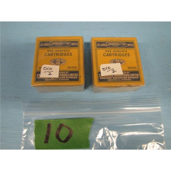 lot of two boxes c i l 22 long rifle ammo 100 rounds each. sealed stamped March 17th - 1943 governme