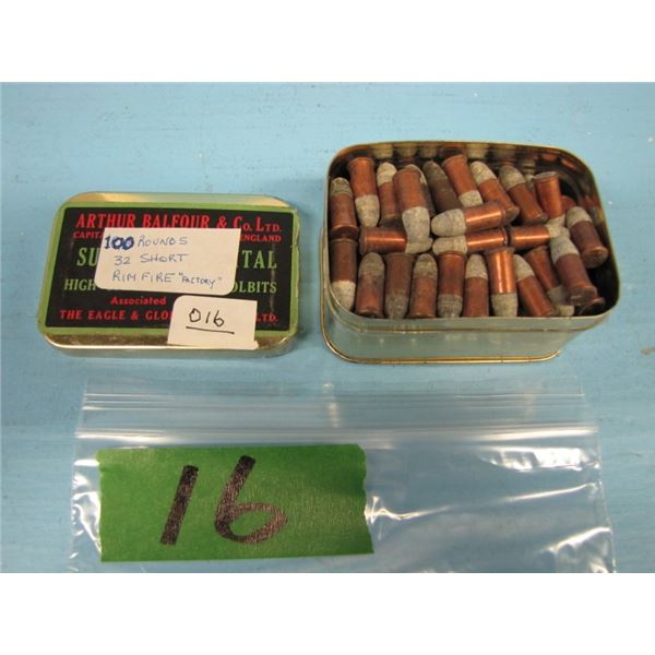 package of 100 rounds .32 Rimfire short Factory ammunition