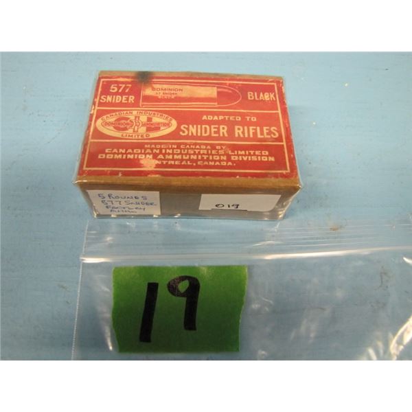 Cil box .577 Snyder five rounds Factory ammo