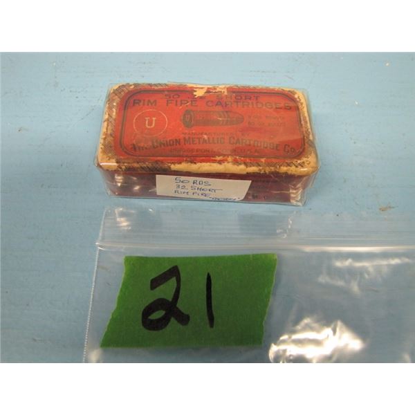 box 32 short Rimfire Union metallic 50 rounds Factory ammo