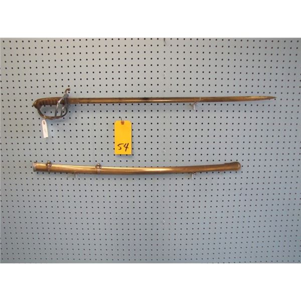 Canadian infantry pattern 1822, officers sword and Scabbard, engraved blade marked e Woods\London ma